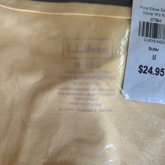 NWTLL Bean, women’s medium butter, yellow, scoop neck, elbow sleeve, 38 “chest - Picture 2 of 4